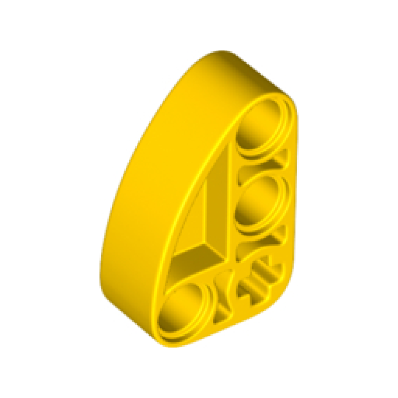 Technic, Hefbalk Aangepast L-vorm 2x3 dik, L-vorm kwart gebogen Yellow