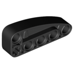 Technic, Hefbalk Aangepast L-vorm 2x5 dik, L-vorm kwart gebogen Black