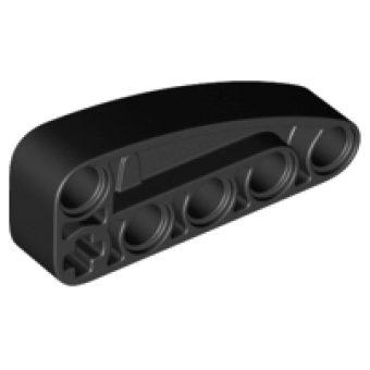 Technic, Hefbalk Aangepast L-vorm 2x5 dik, L-vorm kwart gebogen Black