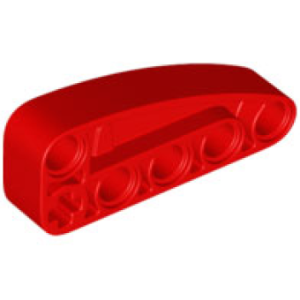 Technic, Hefbalk Aangepast L-vorm 2x5 dik, L-vorm kwart gebogen Red