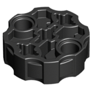 Technic, As Koppeling met 2 pin gaten en 3 asgaten (Wapenstang Hero Factory) Black