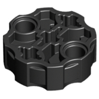 Technic, As Koppeling met 2 pin gaten en 3 asgaten (Wapenstang Hero Factory) Black