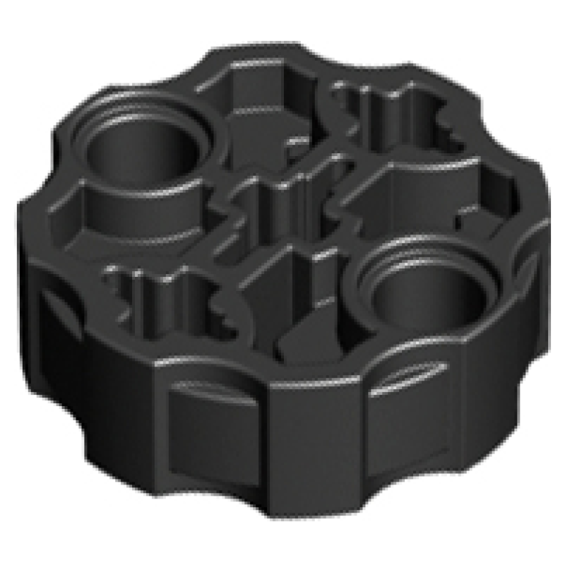 Technic, As Koppeling met 2 pin gaten en 3 as gaten (Wapenstang Hero Factory) Black