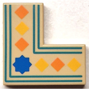 Tegel, Hoek 2x2 met figuren patroon Tan