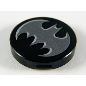 Tegel, Rond 2x2 met Vleermuis (Batman Logo) Black