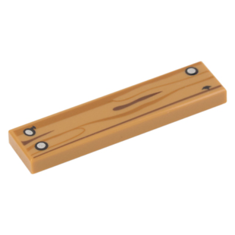 Tegel 1x4 met houtnerf en spijker opdruk Medium Nougat