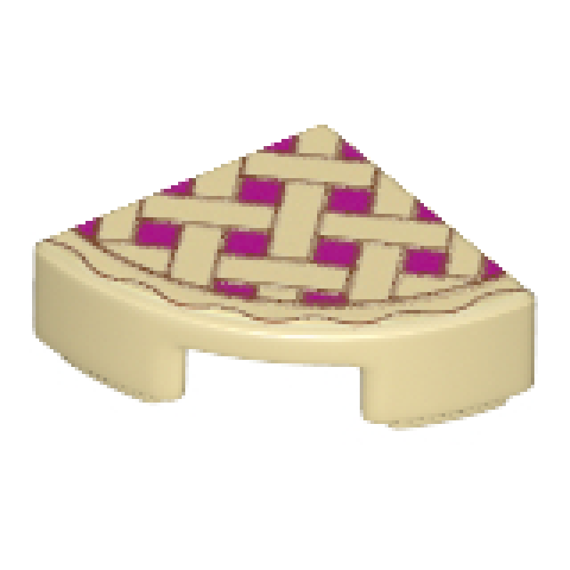 Tegel, Rond 1x1 kwart met taart opdruk Tan