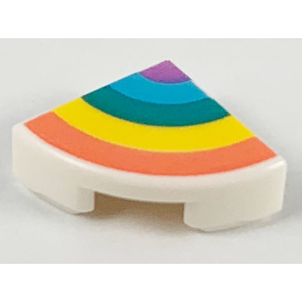 Tegel, Rond 1x1 Kwart met regenboog White