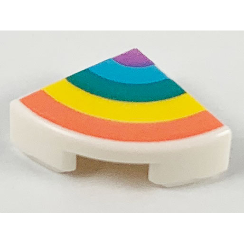 Tegel, Rond 1x1 Kwart met regenboog White
