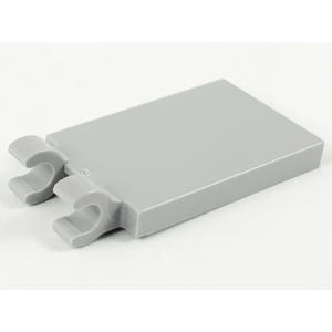 Tegel, Aangepast 2x3 met 2 dikke, open O clips Light Bluish Gray