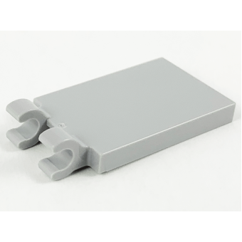 Tegel, Aangepast 2x3 met 2 dikke, open O clips Light Bluish Gray