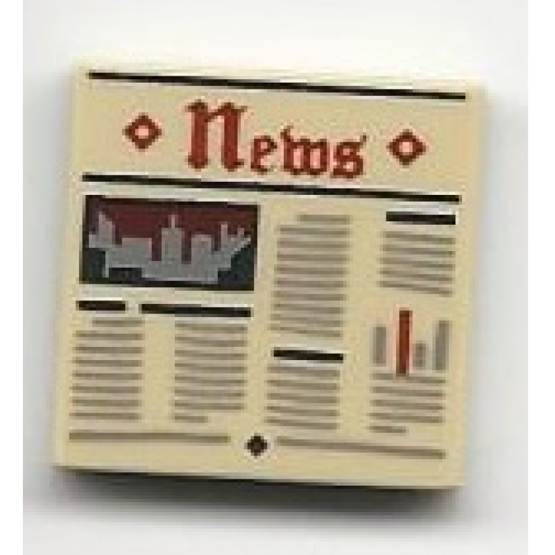 Tegel 2x2 met kranten 'Nieuws' opdruk Tan