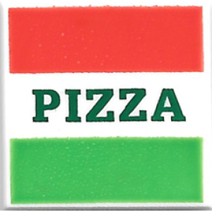 Tegel 2x2 met 'PIZZA' (Pizza Box) White