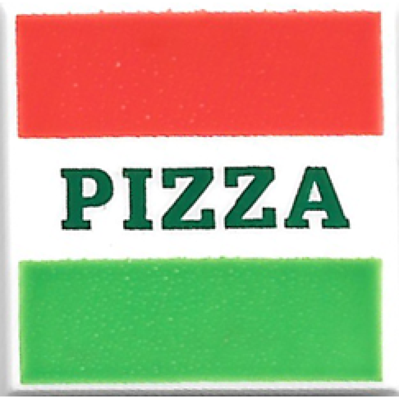 Tegel 2x2 met 'PIZZA' (Pizza Box) White