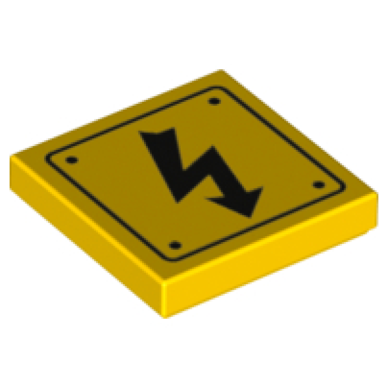Tegel 2x2 met electriciteits gevaar opdruk Yellow