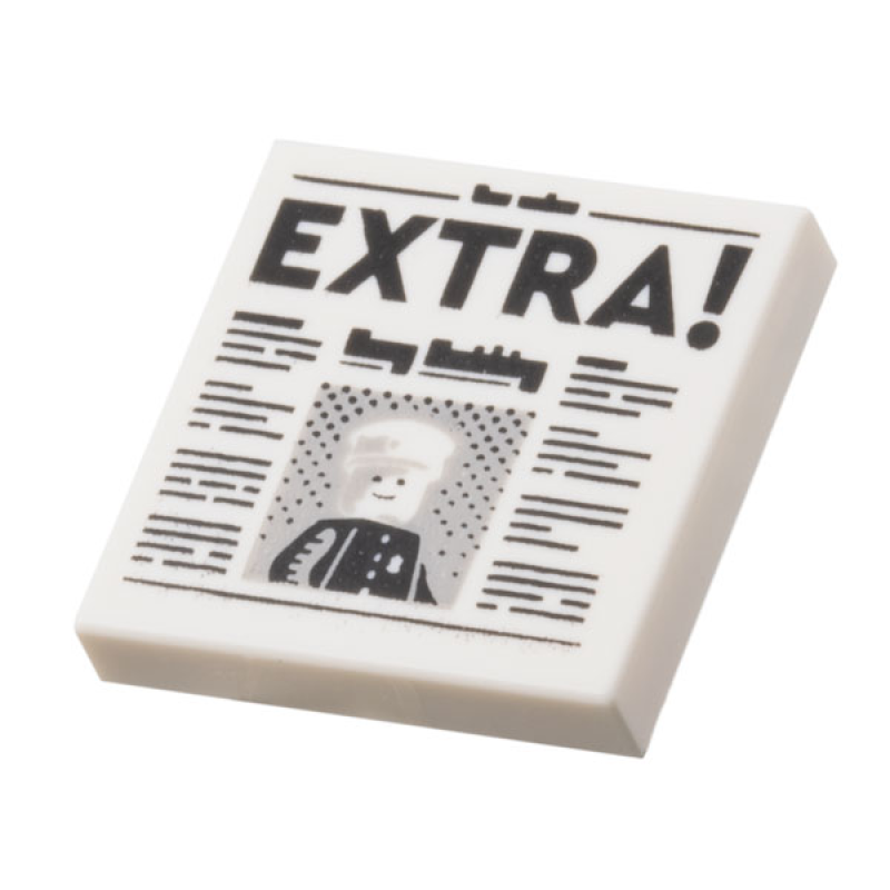 Tegel 2x2 met krant met 'EXTRA!' White