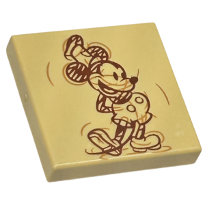 Tegel 2x2 met Mickey Mouse schetsafdruk Tan