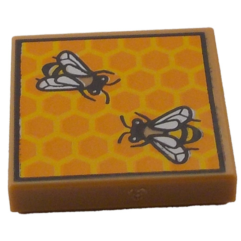 Tegel 2x2 met met bijenkorf / honingraat en bijen Medium Nougat