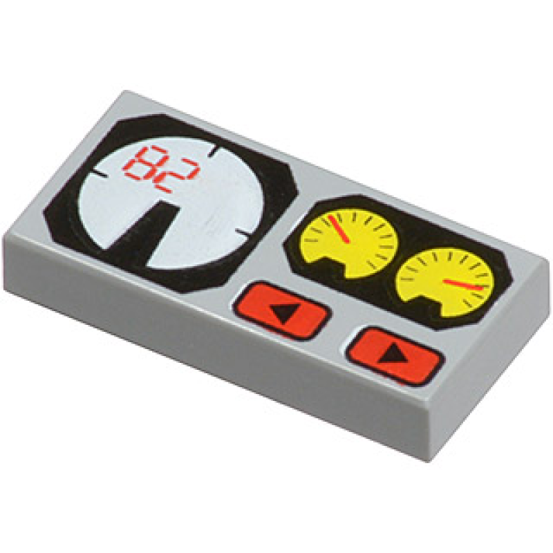 Tegel 1x2 met meter opdruk Light Bluish Gray