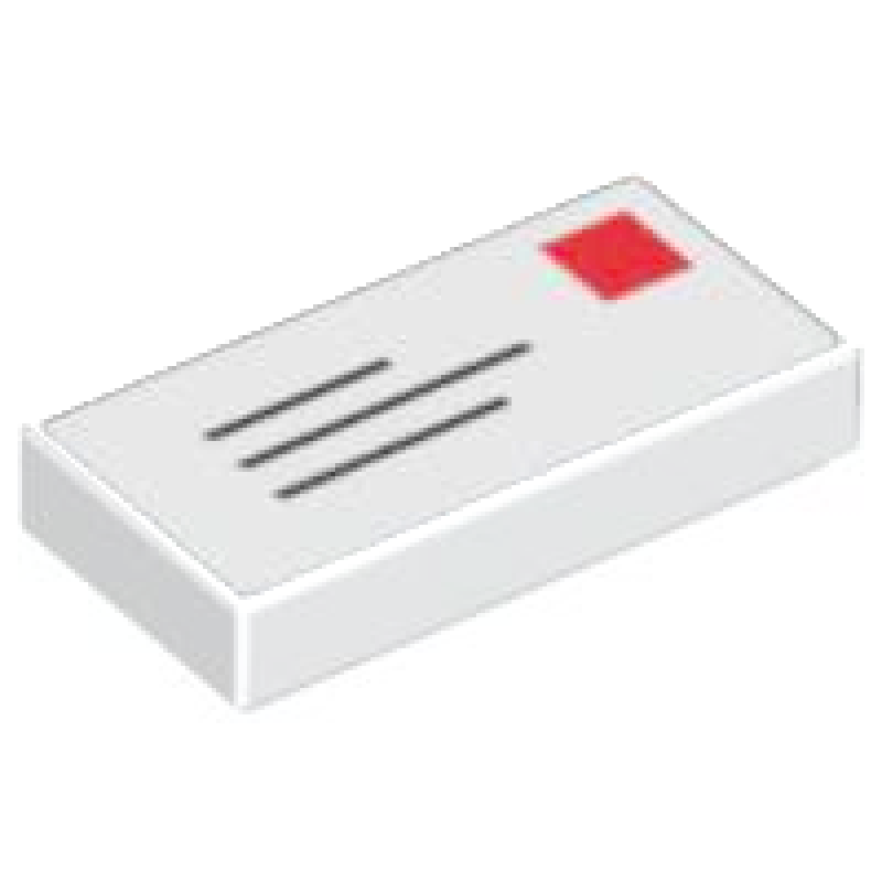 Tegel 1x2 met voorkant envelop White