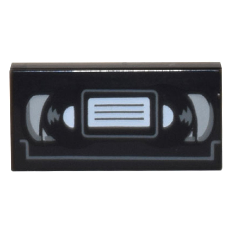 Tegel 1x2 met videocassette / VHS opdruk Black