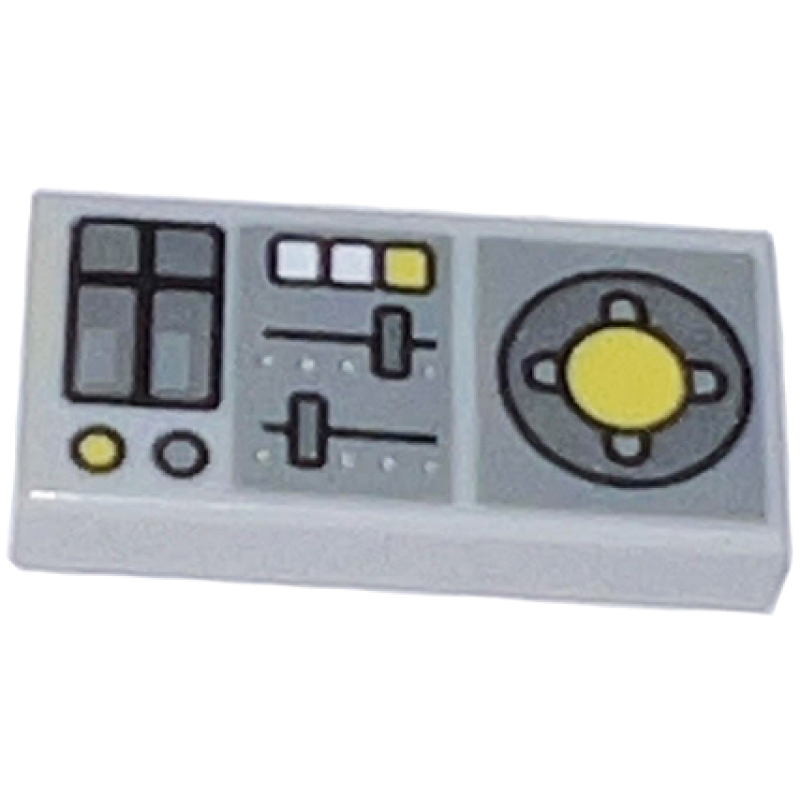 Tegel 1x2 met voertuig bedieningspaneel opdruk Light Bluish Gray