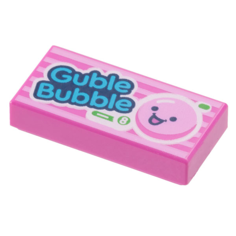 Tegel 1x2 met 'Guble Bubble.' Dark Pink