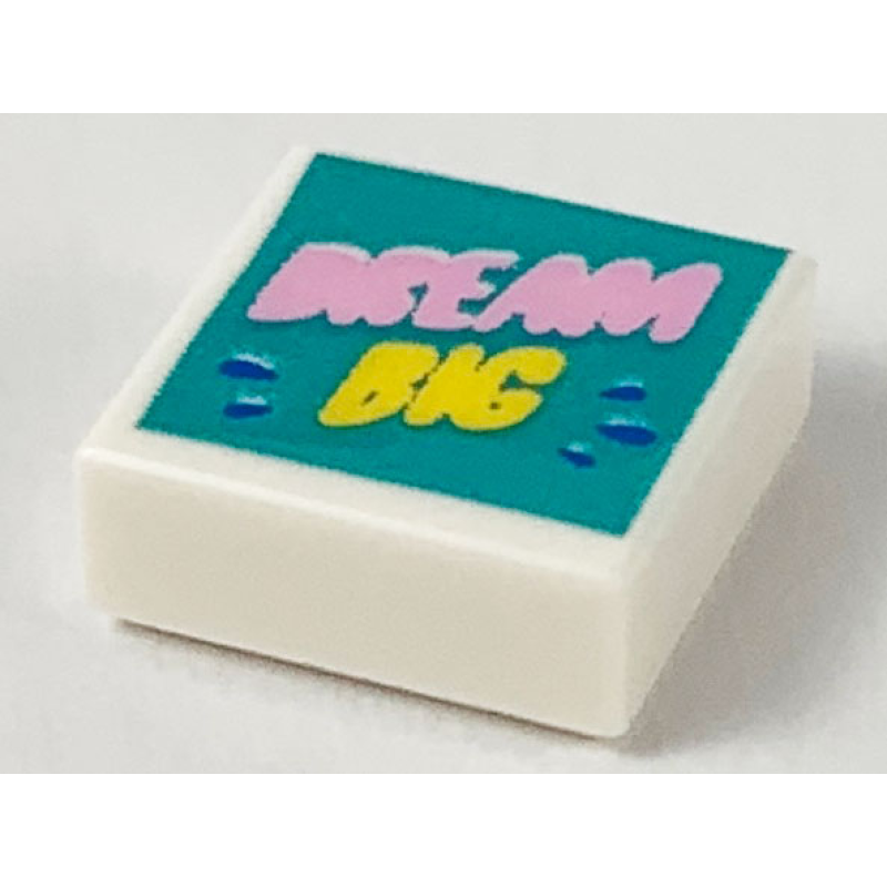 Tegel 1x1 met "dream big" opdruk White