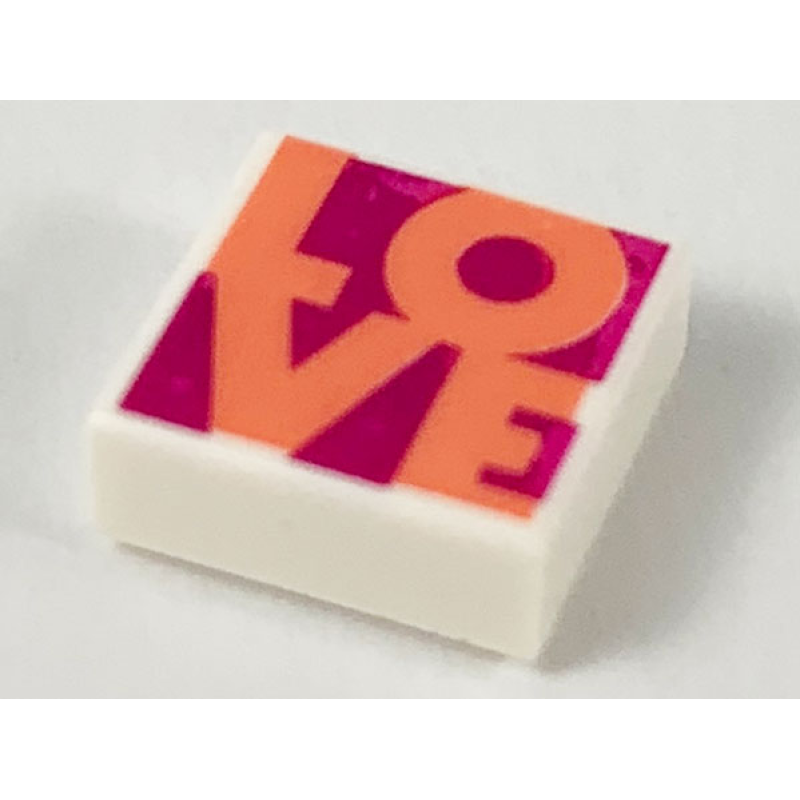 Tegel 1x1 met "love" opdruk White