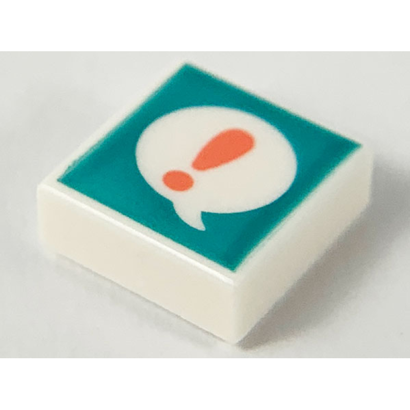 Tegel 1x1 met uitroep teken opdruk White