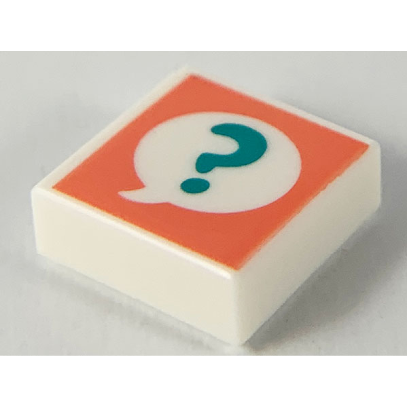 Tegel 1x1 met vraagteken opdruk White