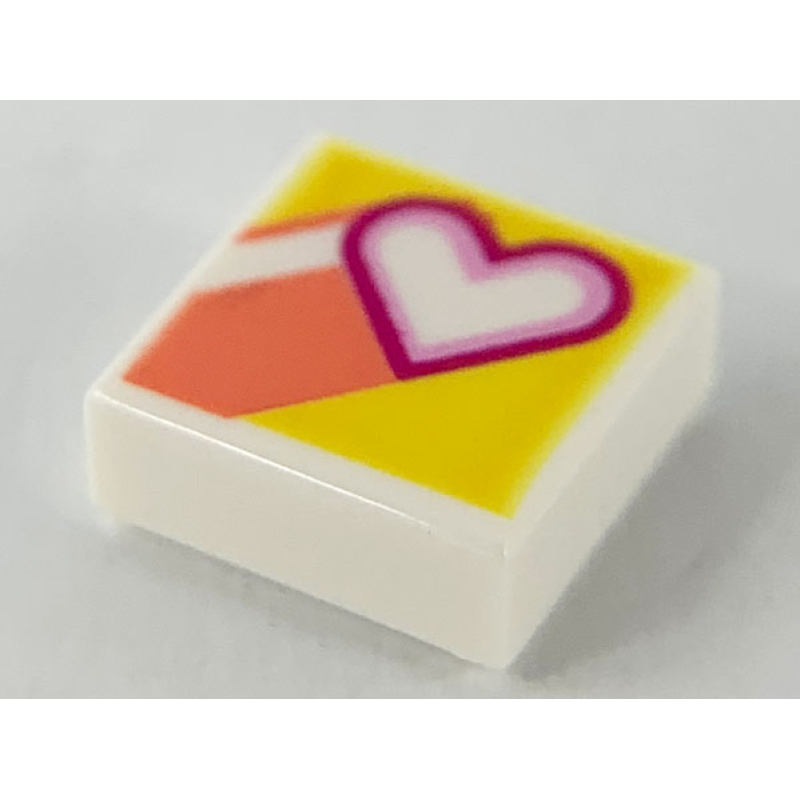 Tegel 1x1 met hart en strepen opdruk White