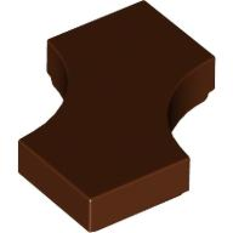 Tegel, Aangepast 2x2 met 2 1x1 gebogen inkeping (dubbele boog) Reddish Brown