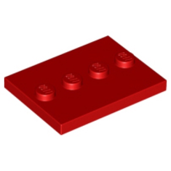 Tegel, Aangepast 3x4 met 4 noppen in het midden Red