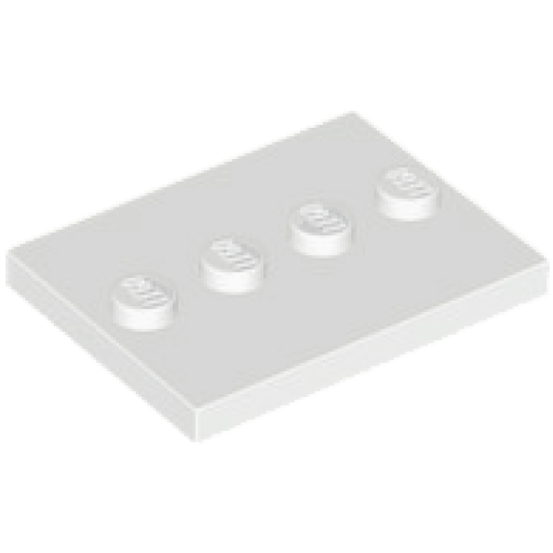 Tegel, Aangepast 3x4 met 4 noppen in het midden White
