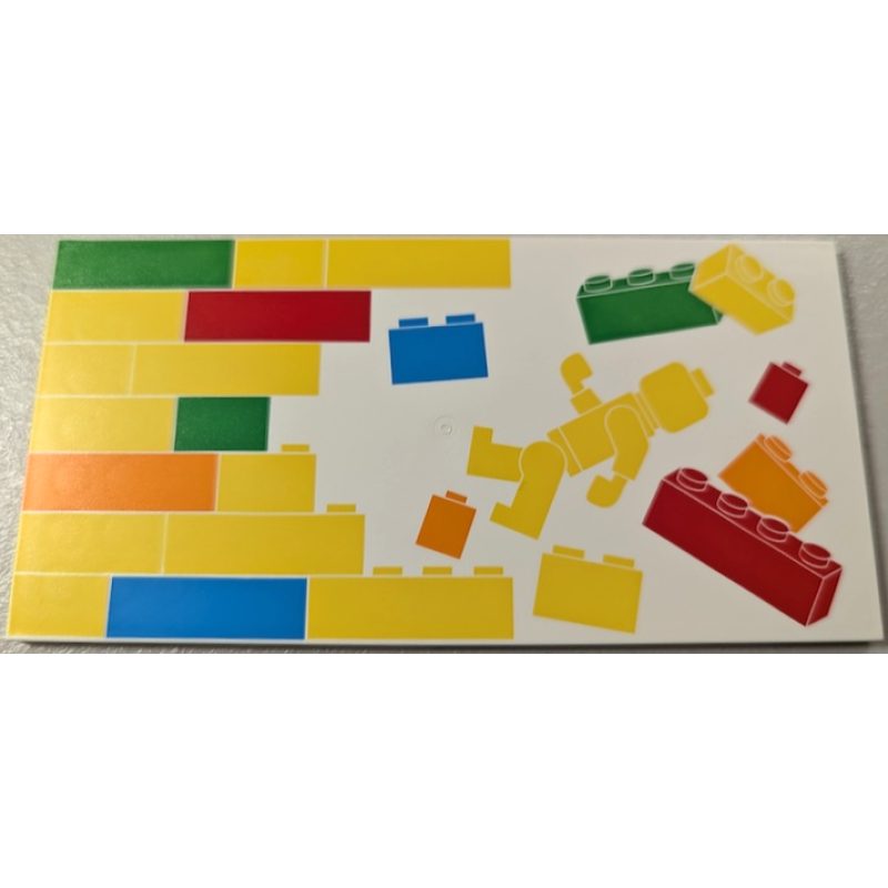 Tegel 8x16 met stenen, muur en minifiguur patroon White