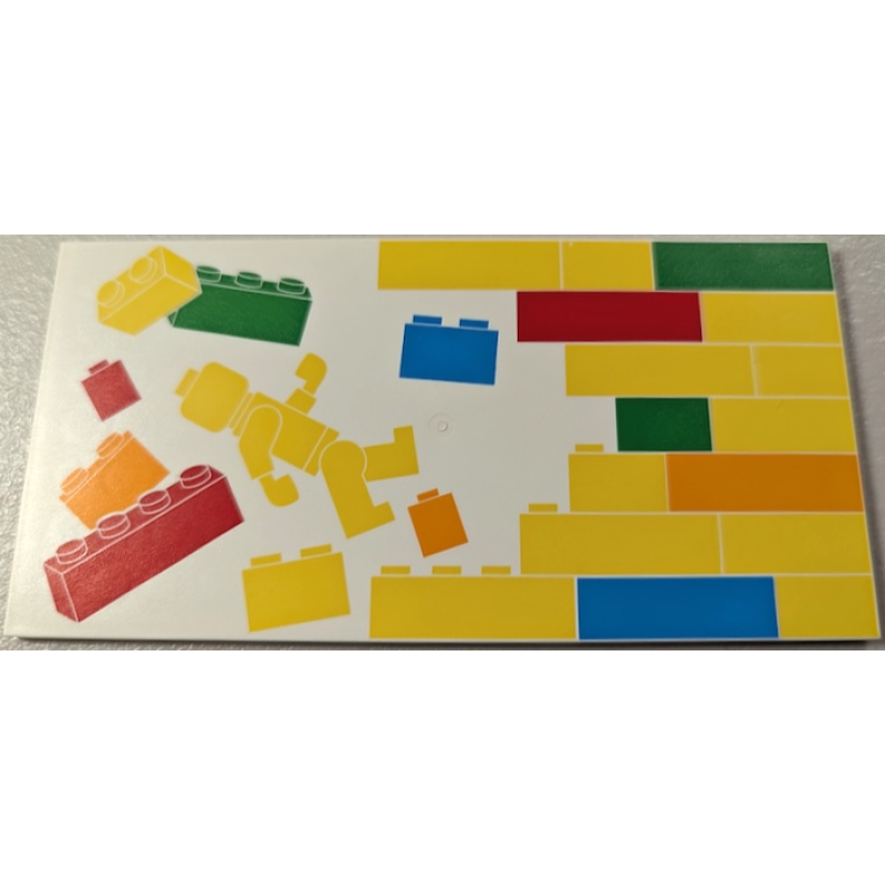 Tegel 8x16 met stenen, muur en minifiguur patroon White