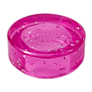 Tegel, Rond 1x1 Glitter Trans Dark Pink