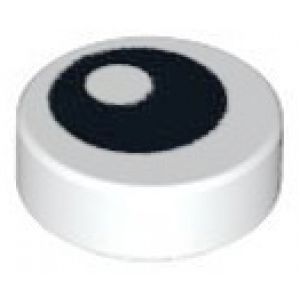 Tegel, Rond 1x1 met zwart oog en witte pupil White