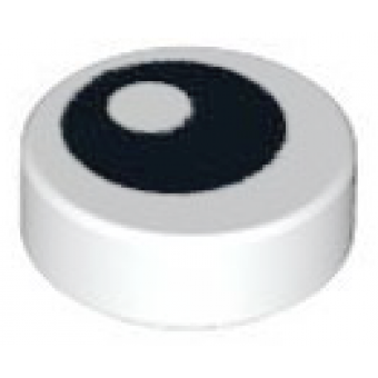 Tegel, Rond 1x1 met zwart oog en witte pupil White