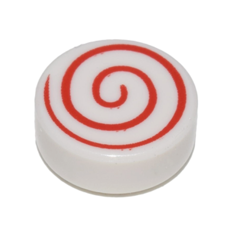 Tegel, Rond 1x1 met rood spiraal opdruk White