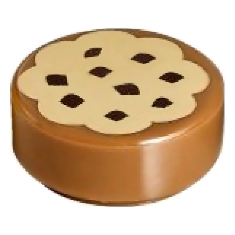 Tegel, Rond 1x1 met beige suikerlaag en chocolade stukjes Medium Nougat