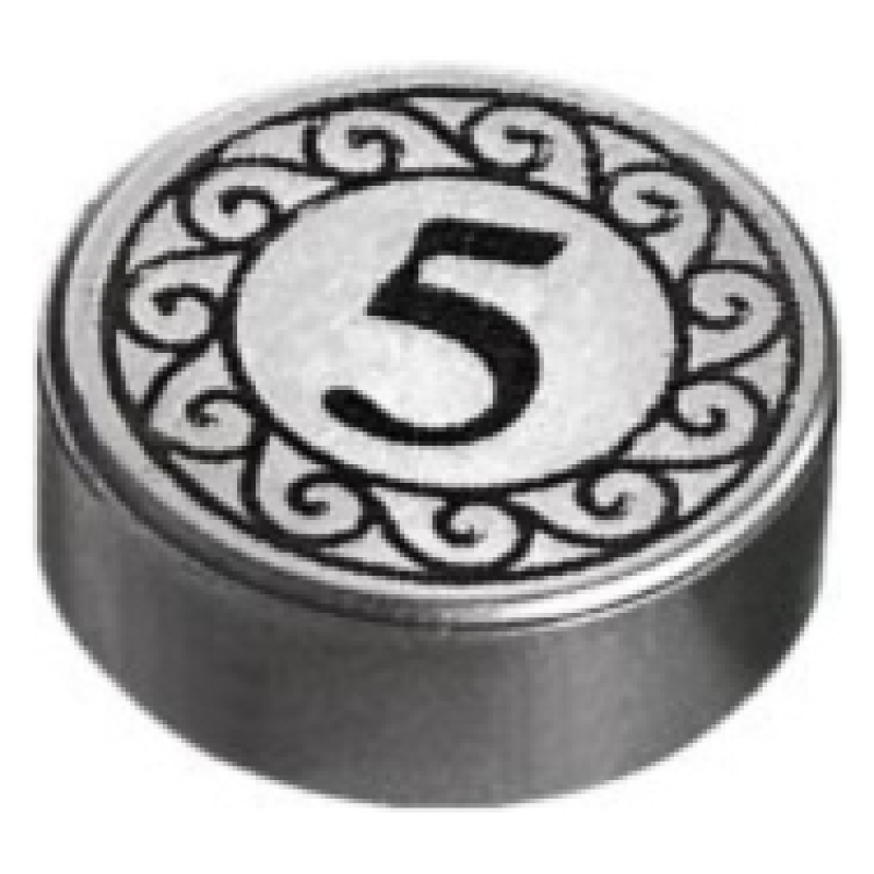 Tegel, Rond 1x1 met munt opdruk Flat Silver