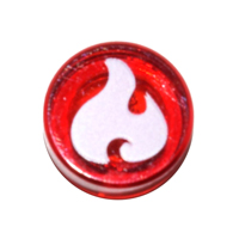 Tegel, Rond 1x1 vlam opdruk Trans Red