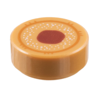 Tegel, Rond 1x1 met cirkel- en ringpatroon Medium Nougat