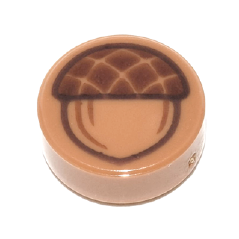 Tegel, Rond 1x1 met eikel Medium Nougat
