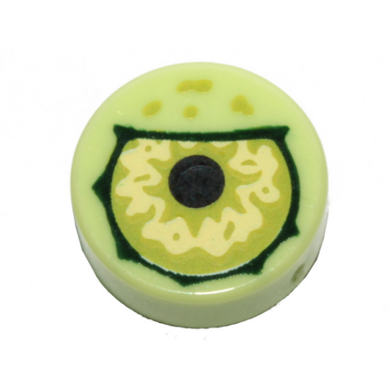 Tegel, Rond 1x1 met oog opdruk Yellowish Green