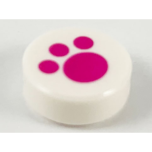 Tegel, Rond 1x1 met magenta poot White