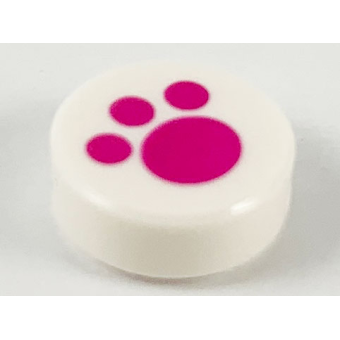 Tegel, Rond 1x1 met magenta poot White