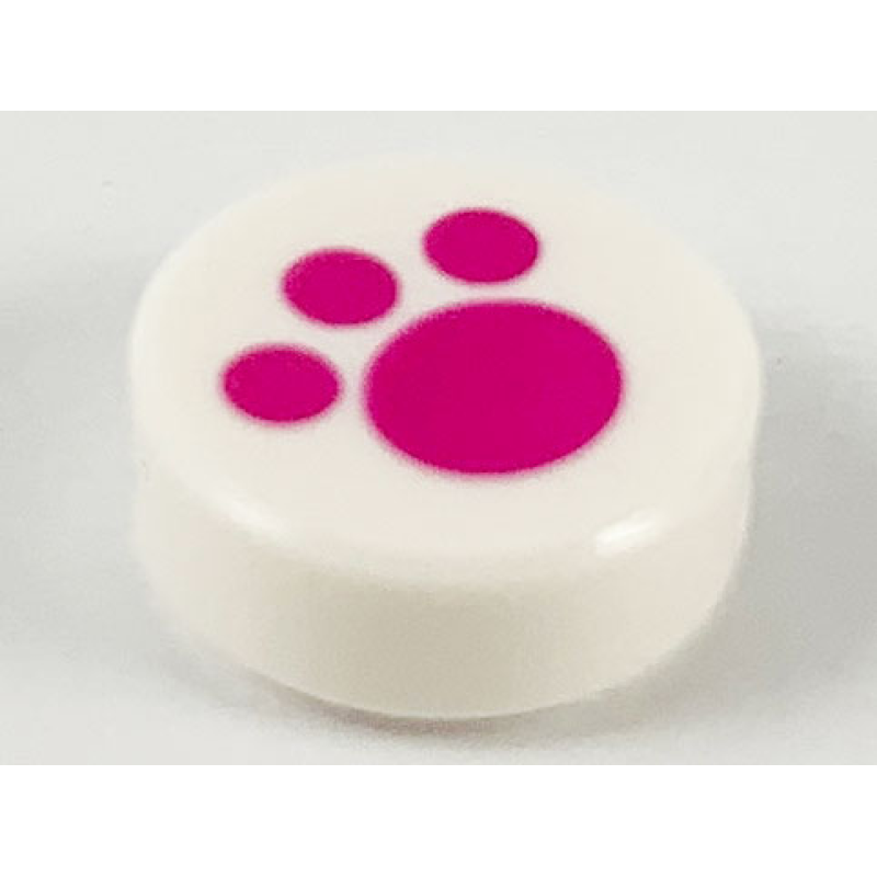 Tegel, Rond 1x1 met magenta poot White
